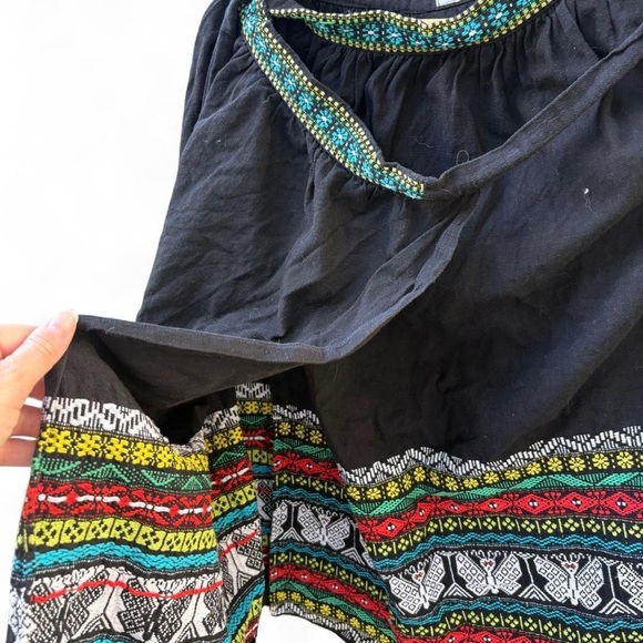 Colorful Embroidered Black Skirt - Picture 3 of 4